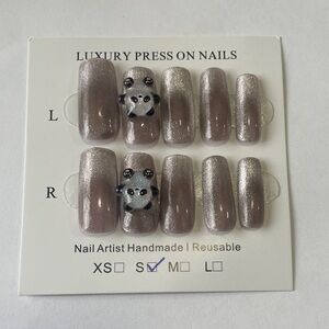 Luxury Press On Nails with Panda Design